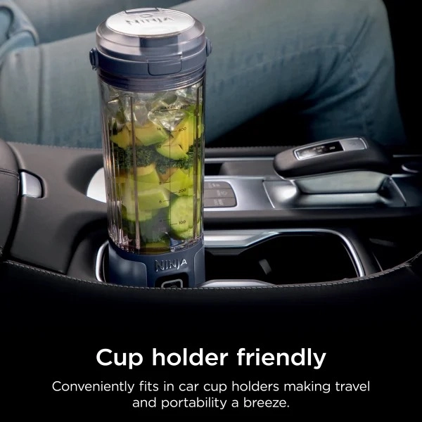 photo of ninja blast portable blender in a cupholder